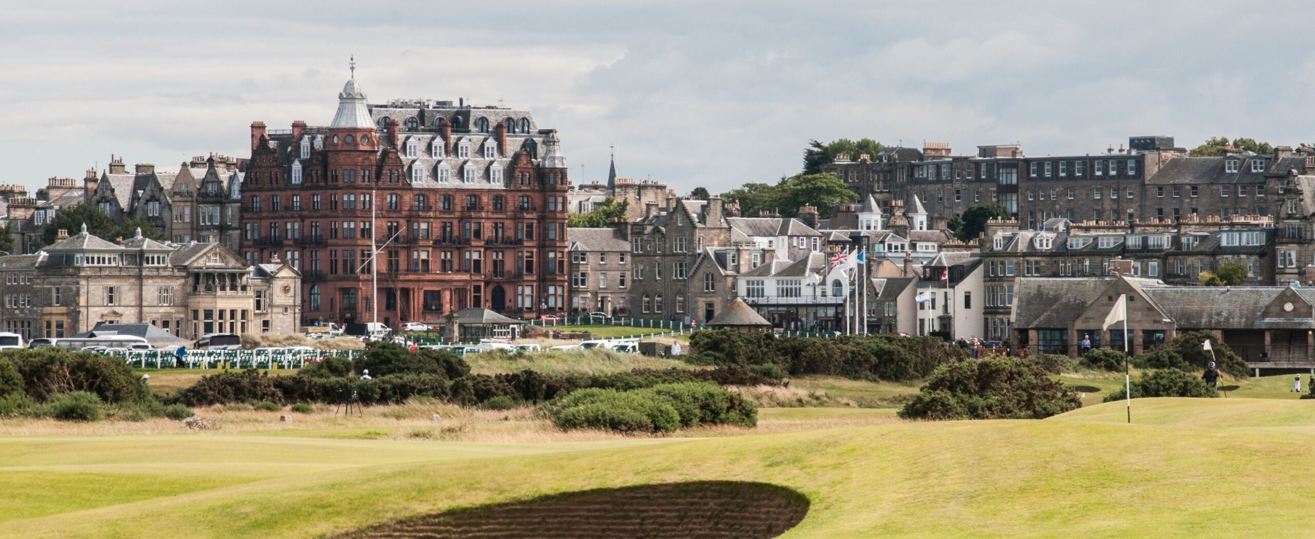 The Old Course, looking towards the Rusacks, St Andrews, Scotland