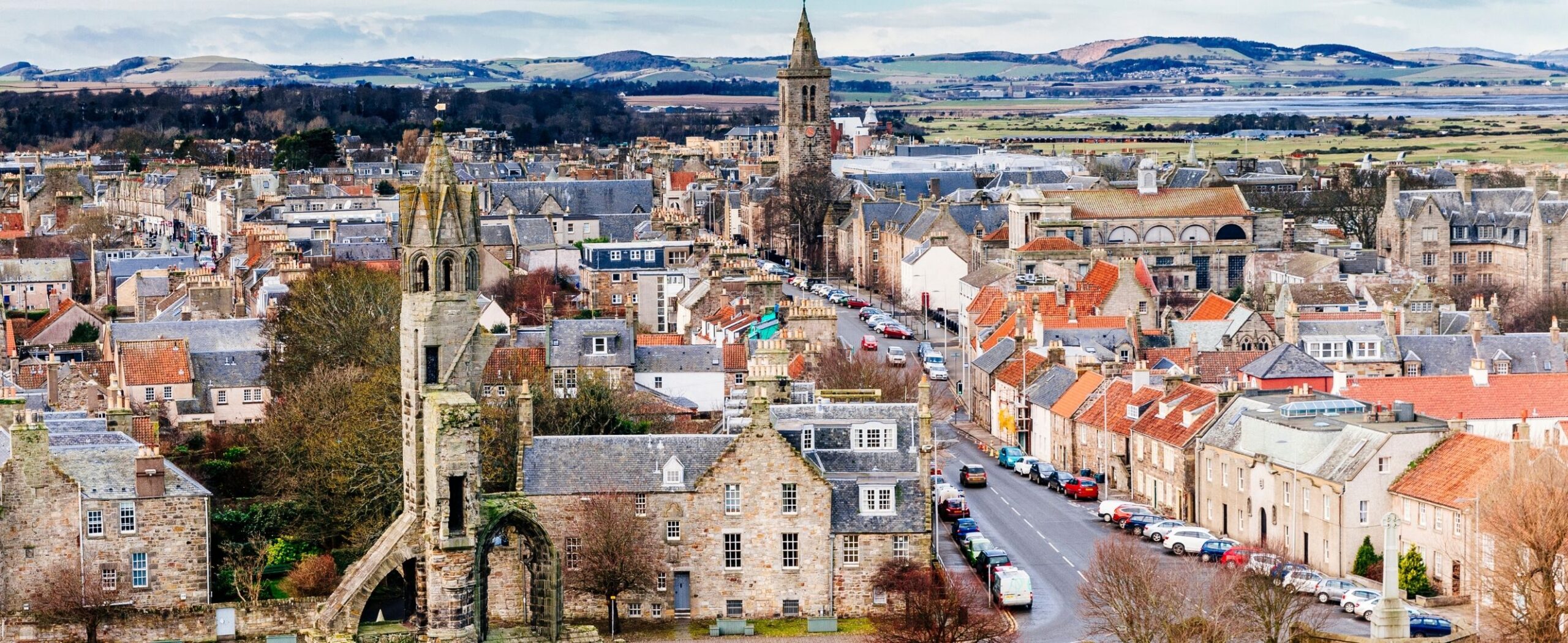 View of Saint Andrews High Street, Fife, Scotland