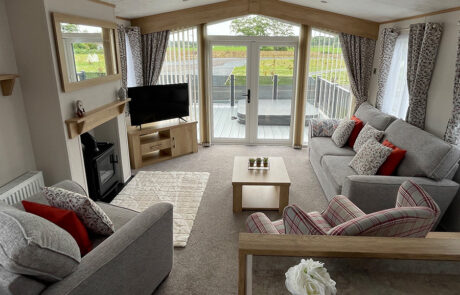 Living room of Luxe Lodge 51 at Stewarts Resorts St Andrews
